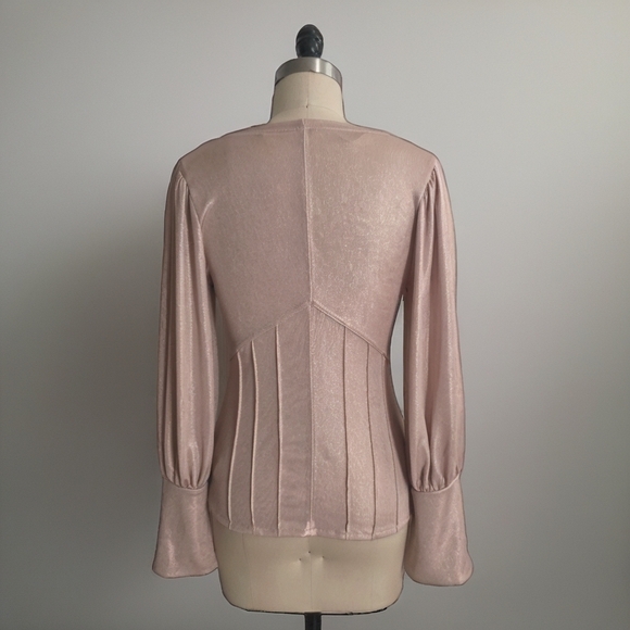 Free People Pleated Romantic V-Neck Top in size Medium - Picture 3 of 7